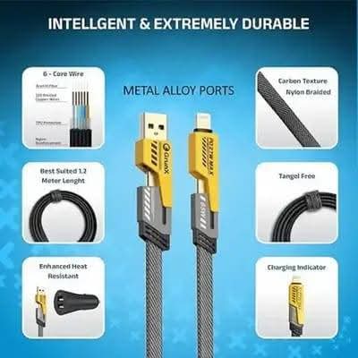 4-in-1 Fast Charging Data Cable (Pack Of 2)