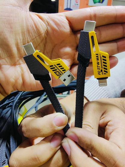 4-in-1 Fast Charging Data Cable (Pack Of 2)