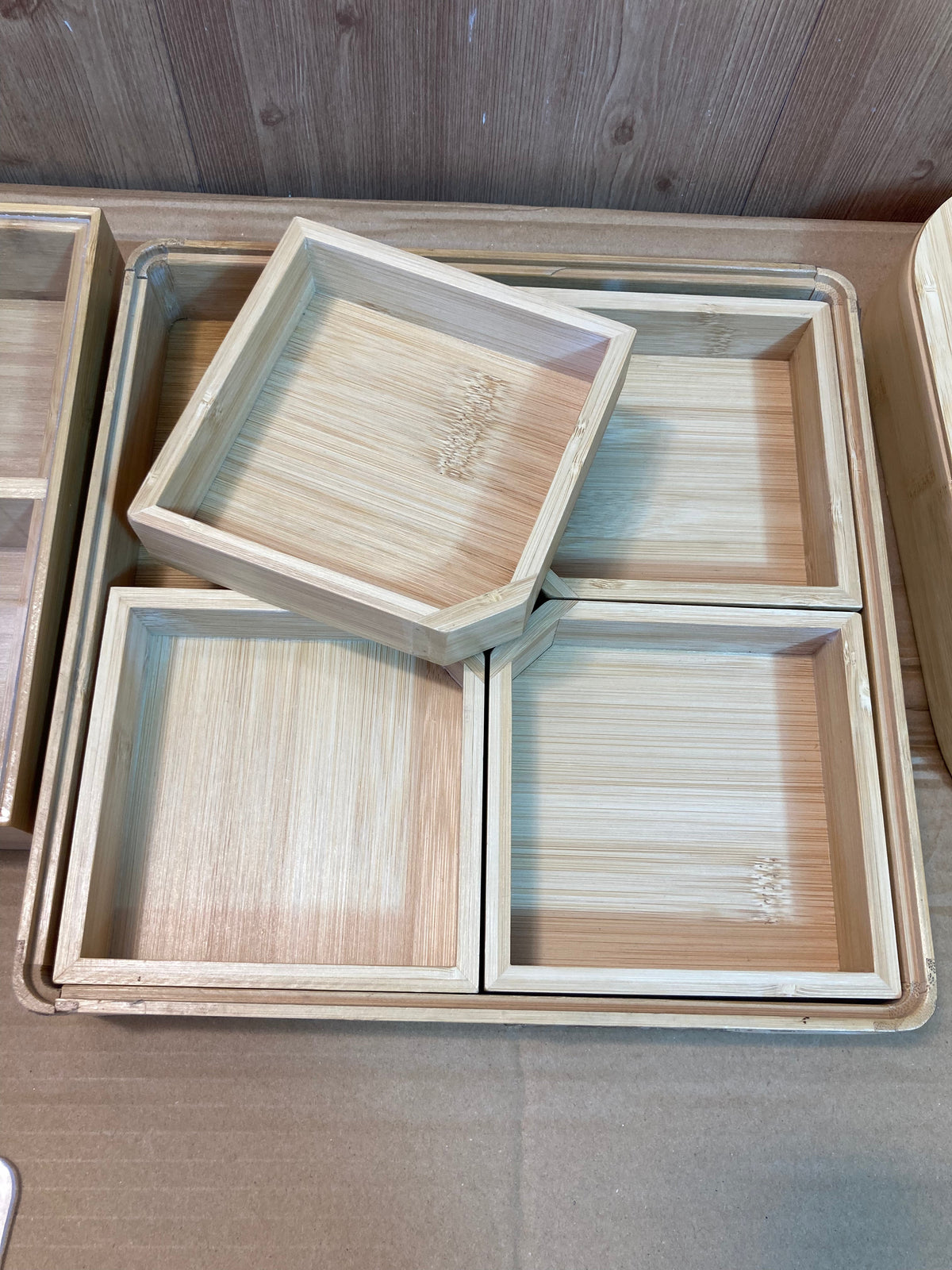 Bamboo Wood Multi Storage Dry Fruit Serving Tray