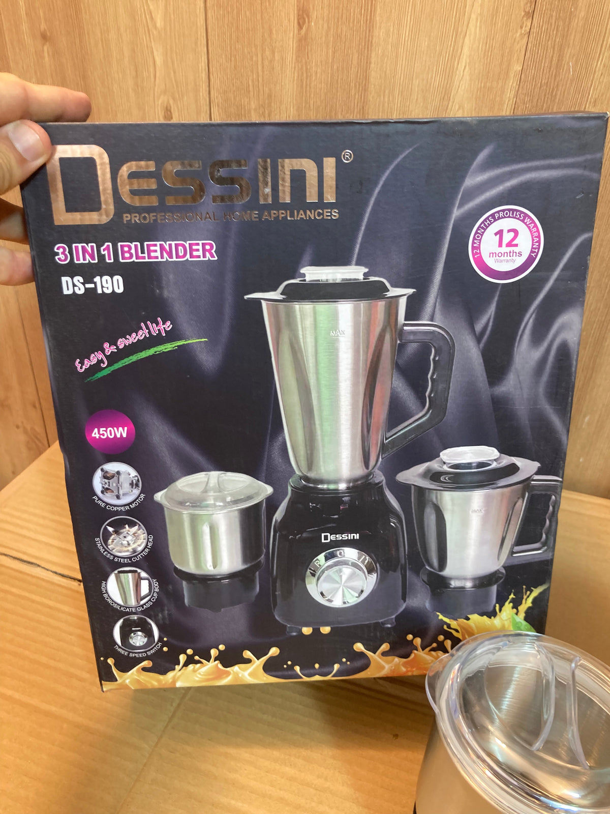 Dessini Italy 3 In 1 Stainless Steel Electric Blender 4500W - DS190