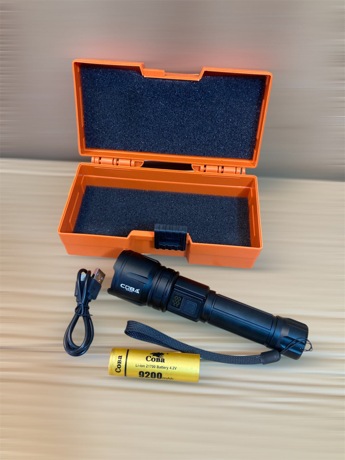COBA USB Charging Compact LED Flashlight - Handheld Torch CB-M168-TG